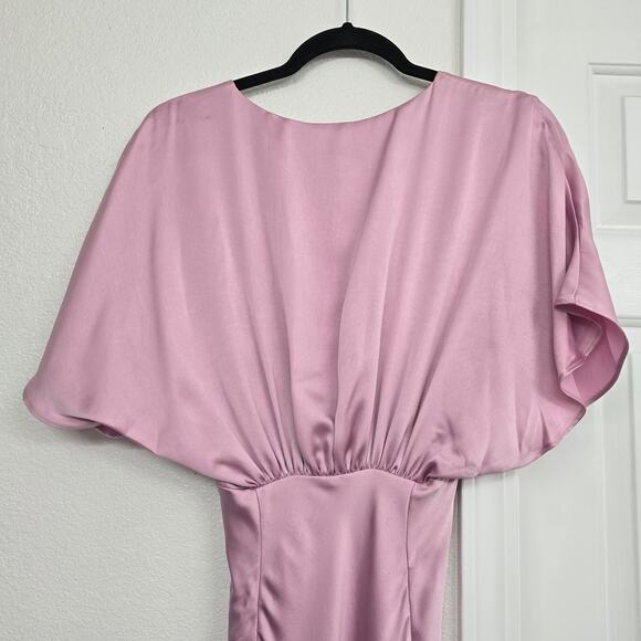 NWT Anthropologies BHLDN Amelia Deep-V Satin Maxi Dress Pink formal size XS $220 - Picture 7 of 13